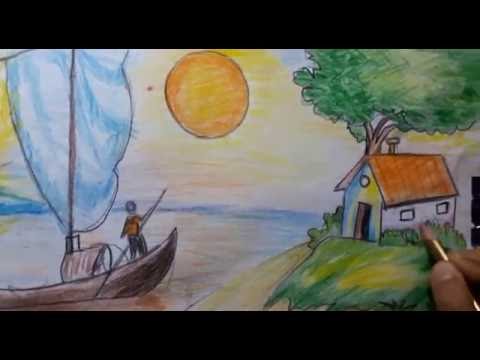 رسم منظر طبيعي سهل للاطفال - اروع رسم منظر طبيعى سهل للاطفال 3085