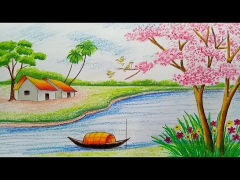 رسم منظر طبيعي سهل للاطفال - اروع رسم منظر طبيعى سهل للاطفال 3085 1