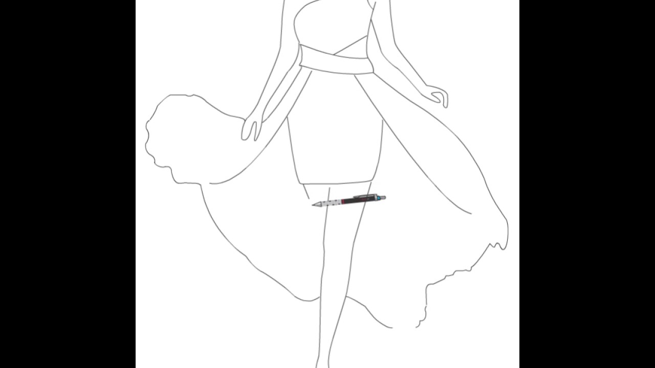 كيف ارسم فستان بالخطوات